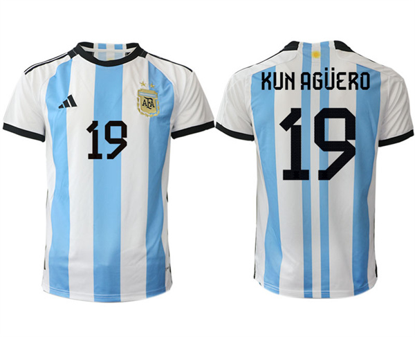 Argentina 19 KUN AGUERO 2022-2023 Home White aaa version jerseys
