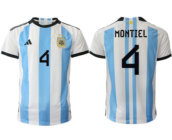 Argentina 4 MONTIEL 2022-2023 Home White aaa version jerseys