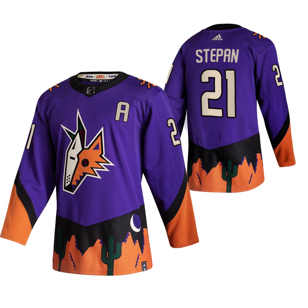 Arizona Coyotes #21 Derek Stepan Purple Men's Adidas 2020-21 Reverse Retro Alternate NHL Jersey