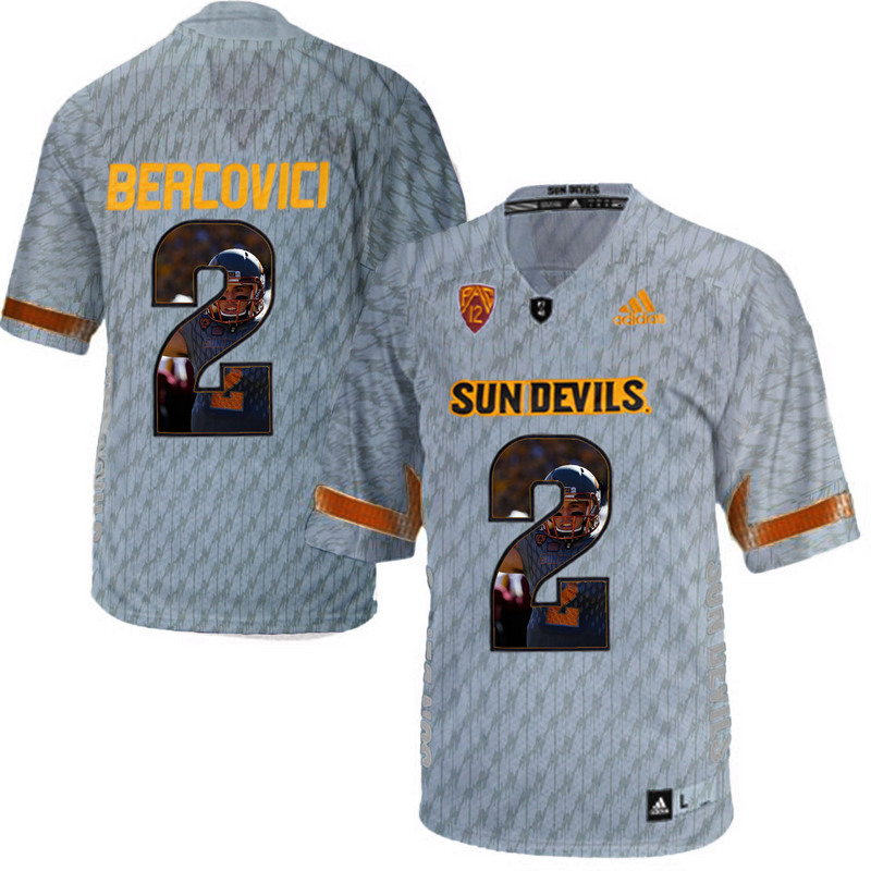 Arizona State Sun Devils 2 Mike Bercovici Gray Team Logo Print College Football Jersey
