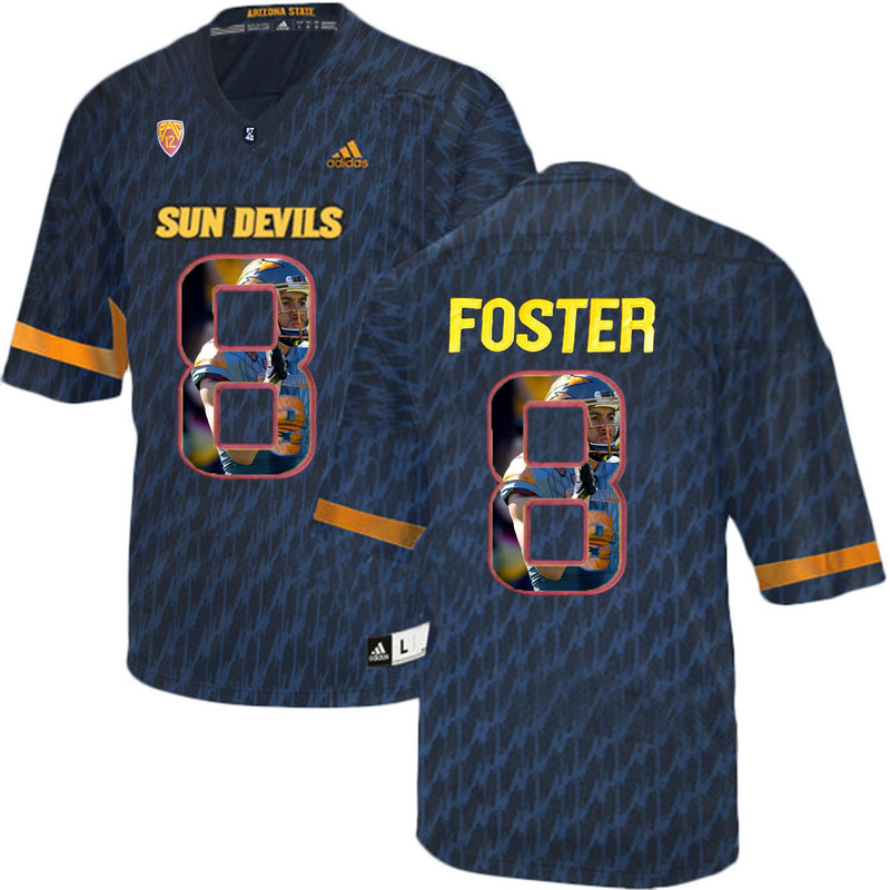 Arizona State Sun Devils 8 D.J. Foster Black Team Logo Print College Football Jersey