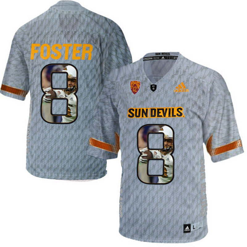 Arizona State Sun Devils 8 D.J. Foster Gray Team Logo Print College Football Jersey6