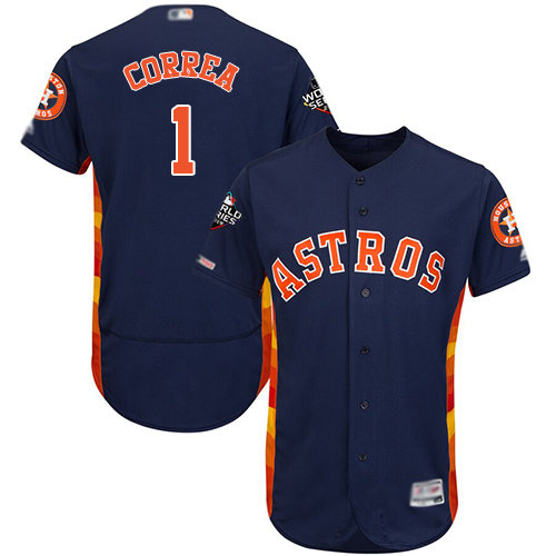 Astros #1 Carlos Correa Navy Blue Flexbase Authentic Collection 2019 World Series Bound Stitched Baseball Jersey