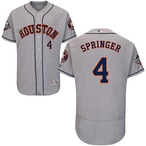 Astros #4 George Springer Grey Flexbase Authentic Collection 2019 World Series Bound Stitched Baseball Jersey