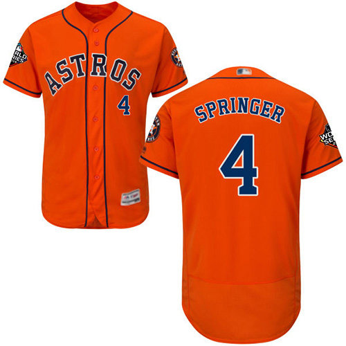 Astros #4 George Springer Orange Flexbase Authentic Collection 2019 World Series Bound Stitched Baseball Jersey