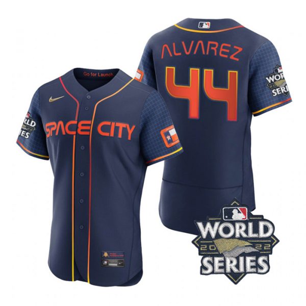 Astros 44 Yordan Alvarez Navy Nike 2022 World Series City Connect Flexbase Jersey