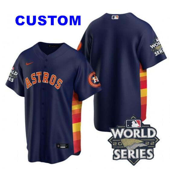 Youth/Women/Men's Astros Custom Navy Nike 2022 World Series Cool Base Jersey