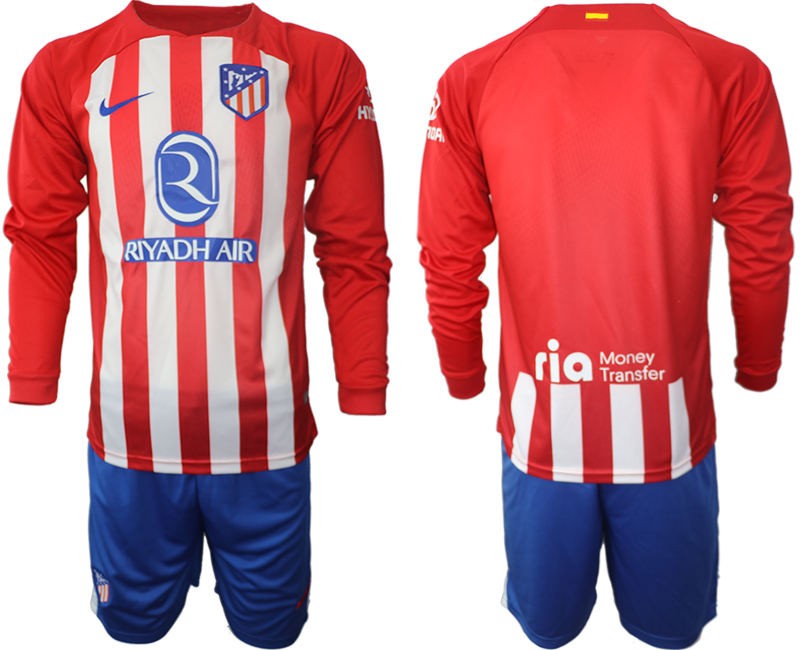 Atlético Madrid home custom or blank long sleeves 2023-24 suit soccer jerseys