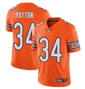 BIG Size 4XL,5XL,6XL Chicago Bears #34 Walter Payton Men's Orange Nike Stitched NFL Limited Rush Jersey