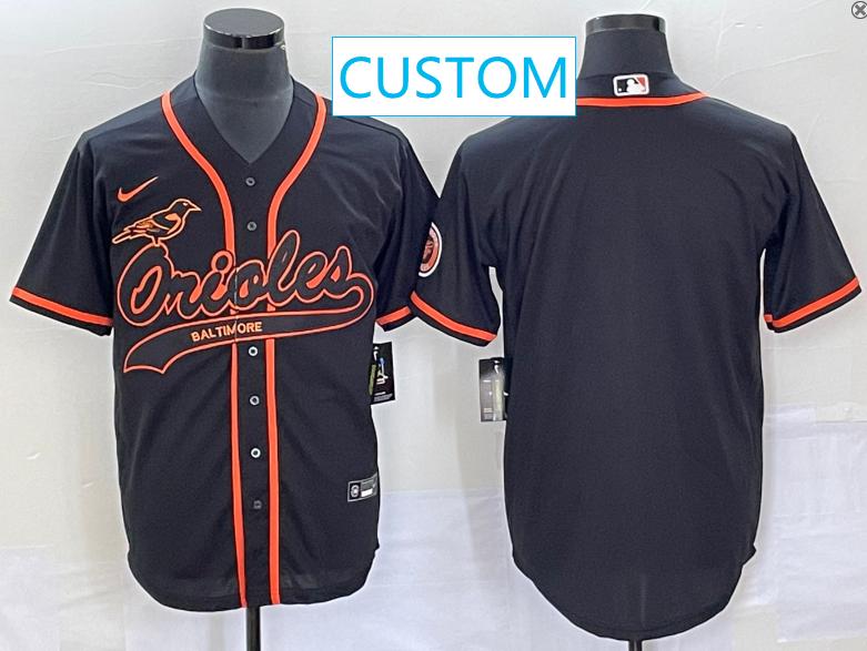 Men's Baltimore Orioles Black Custom Cool Base Stitched Baseball Jersey