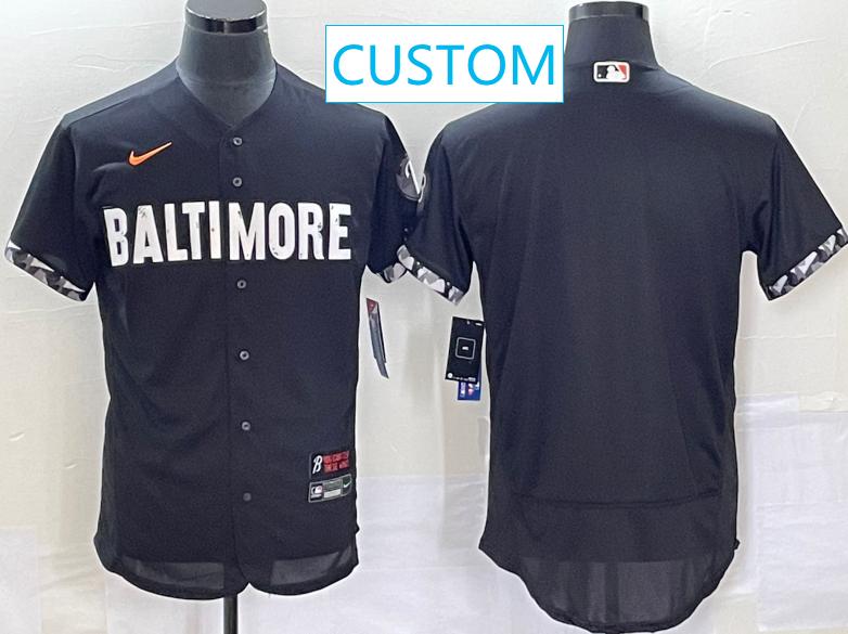 Men's Baltimore Orioles Custom Black 2023 City Connect Flex Base Stitched Jersey