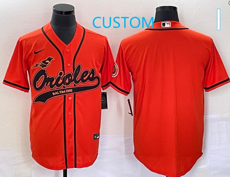 Men's Baltimore Orioles Orange Custom Cool Base Stitched Baseball Jersey