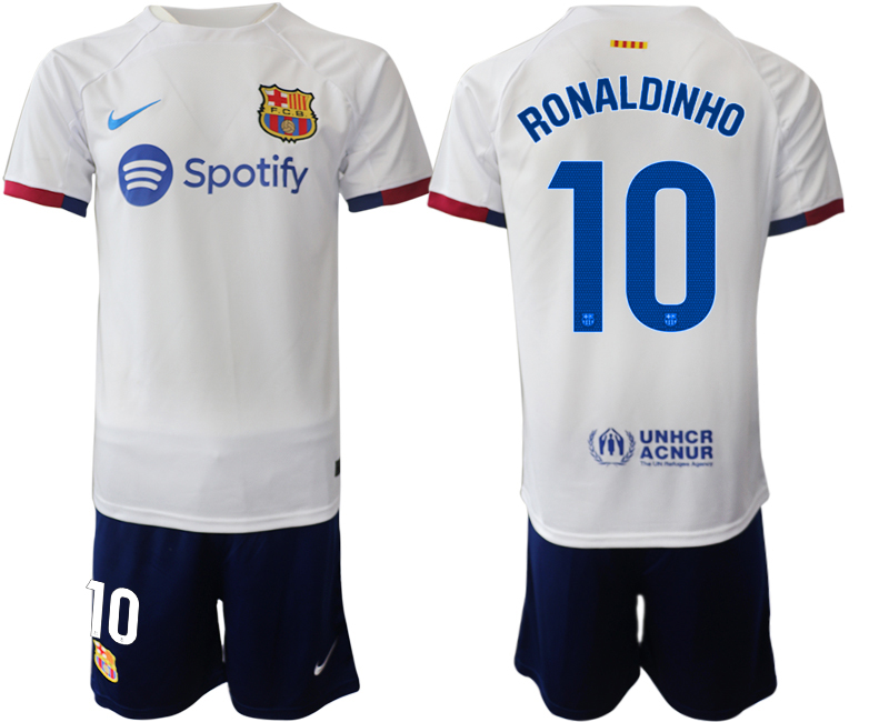 Barcelona away 10# RONALDINHO White 2023-24 Suite Soccer jerseys