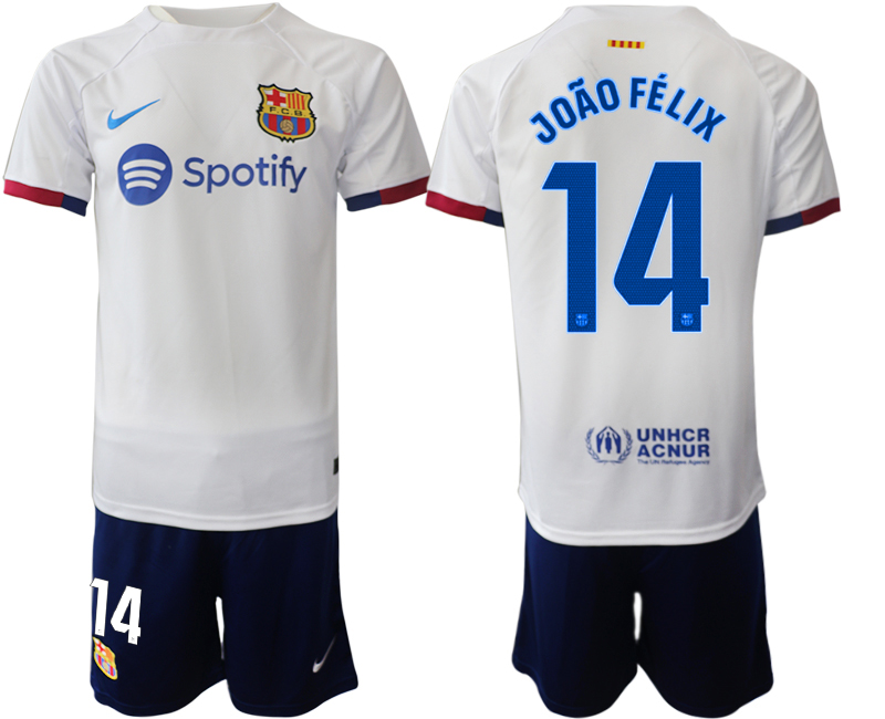 Barcelona away 14# JOAO FELIX White 2023-24 Suite Soccer jerseys