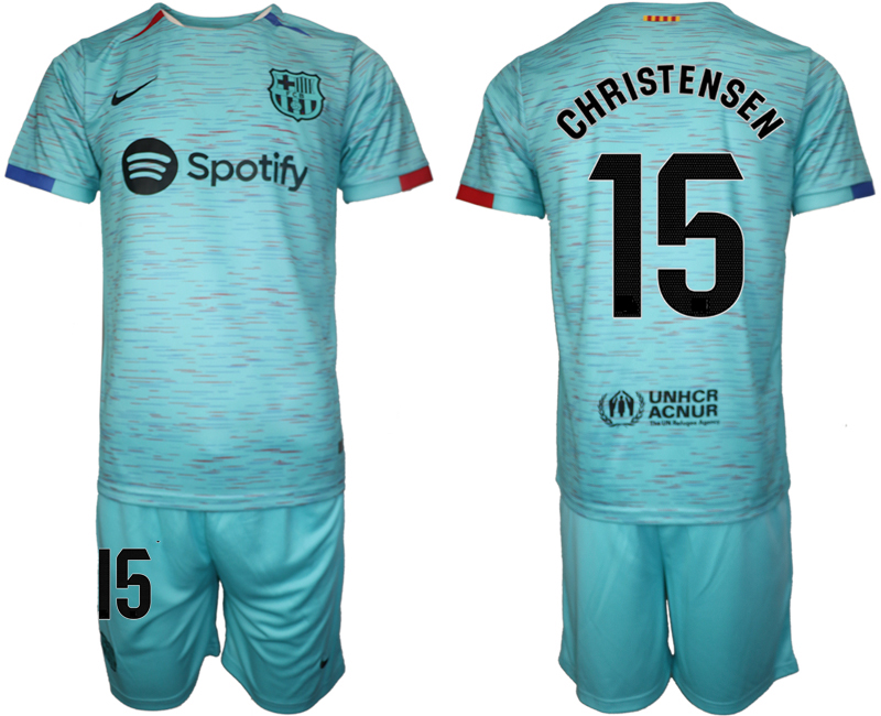 Barcelona away 15# CHRISTENSEN Blue 2023-24 Suite Soccer Jerseys