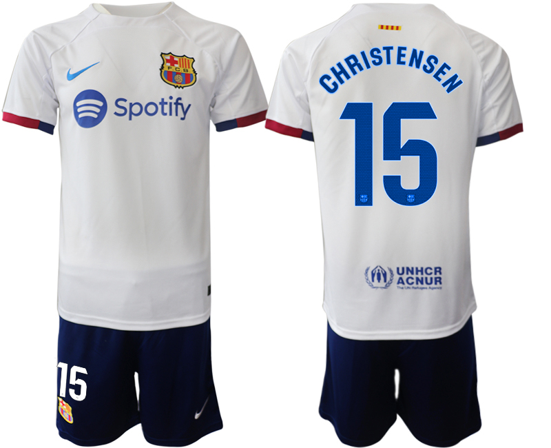 Barcelona away 15# CHRISTENSEN White 2023-24 Suite Soccer jerseys