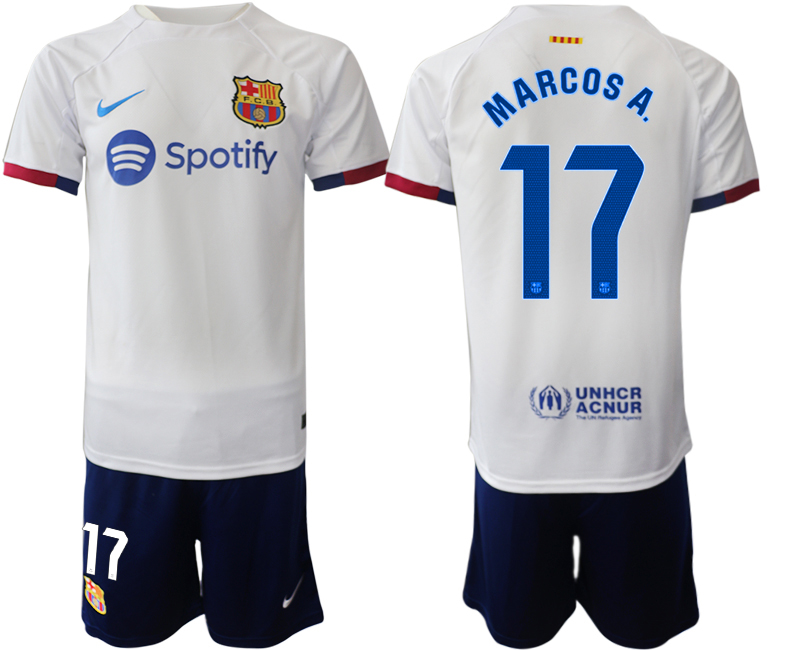 Barcelona away 17# MARCOS A. White 2023-24 Suite Soccer jerseys