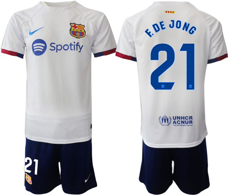 Barcelona away 21# F.DE JONG White 2023-24 Suite Soccer jerseys
