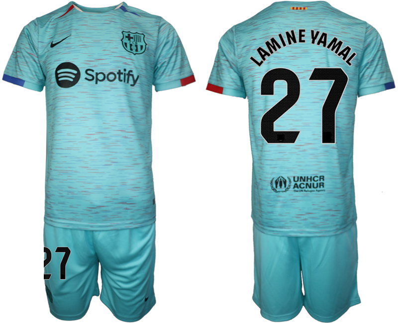 Barcelona away 27# LAMINE YAMAL Blue 2023-24 Suite Soccer Jerseys