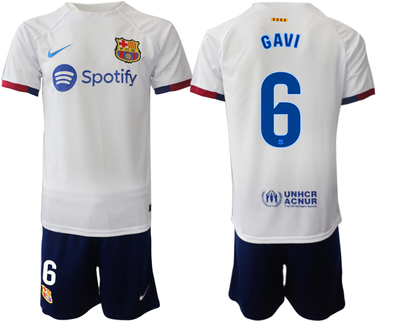Barcelona away 6# GAVI White 2023-24 Suite Soccer jerseys