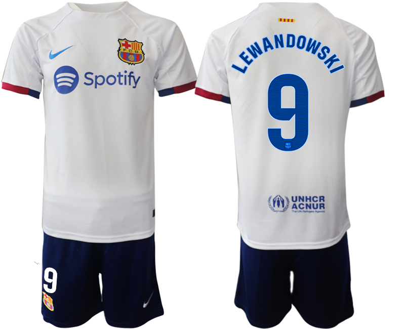 Barcelona away 9# LEWANDOWSKI White 2023-24 Suite Soccer jerseys