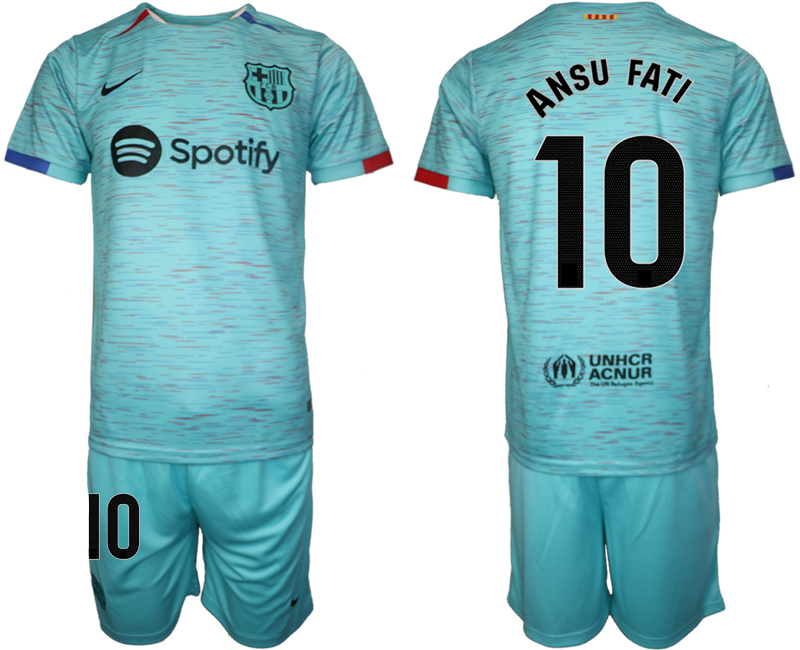 Barcelona away0 10# ANSU FATI Blue 2023-24 Suite Soccer Jerseys