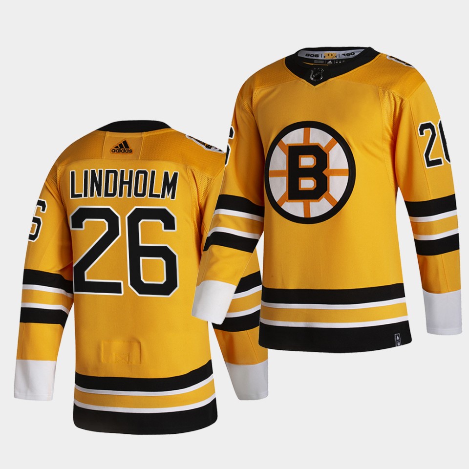 Boston Bruins #26 Par Lindholm 2021 Reverse Retro Gold Authentic Jersey Gold