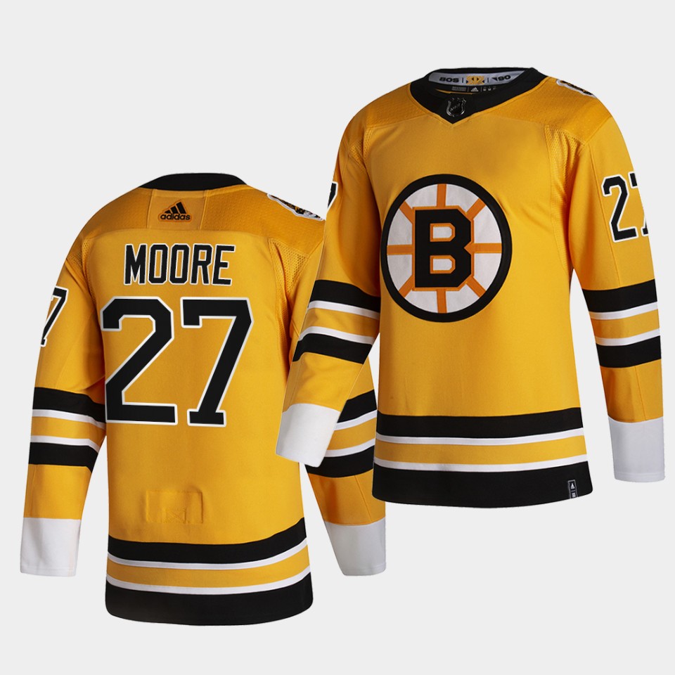 Boston Bruins #27 John Moore 2021 Reverse Retro Gold Authentic Jersey Gold