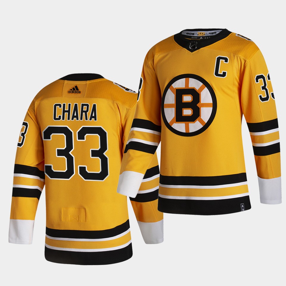 Boston Bruins #33 Zdeno Chara 2021 Reverse Retro Gold Authentic Jersey Gold