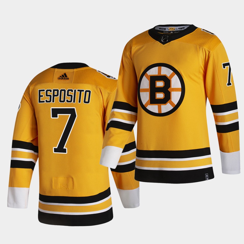 Boston Bruins #7 Phil Esposito 2021 Reverse Retro Gold Authentic Jersey Gold