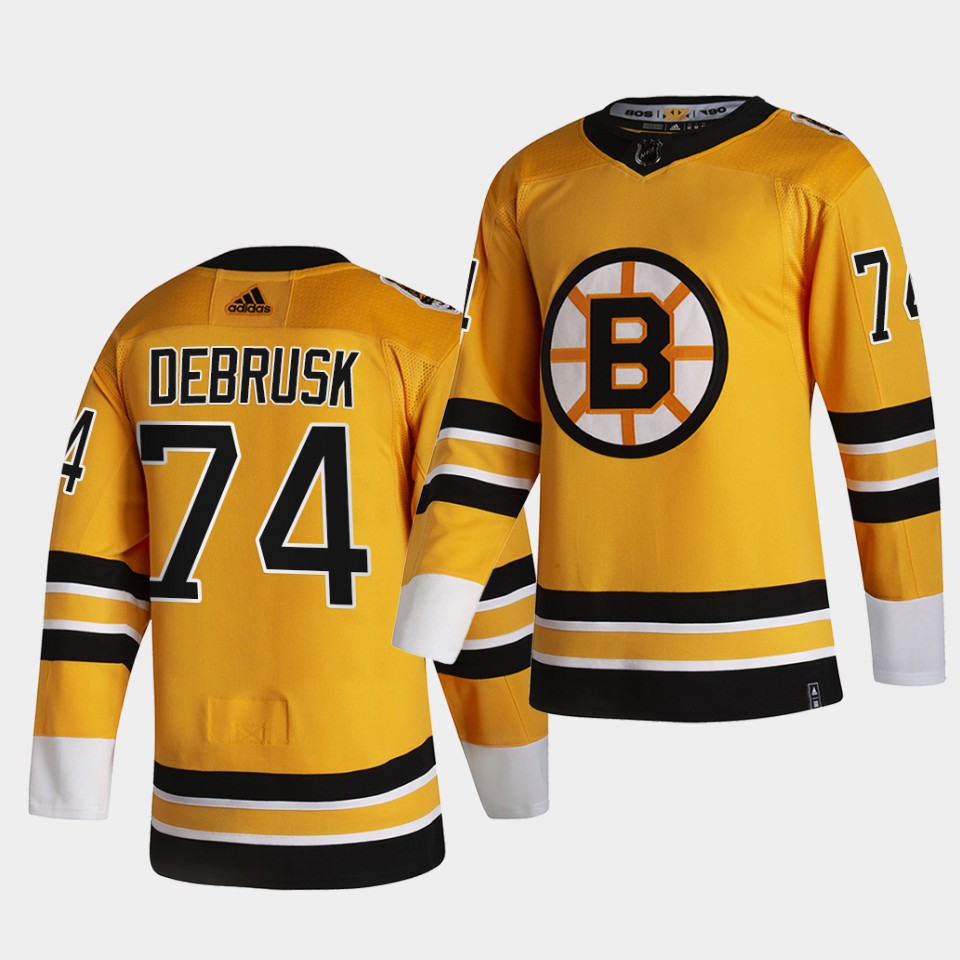 Boston Bruins #74 Jake Debrusk 2021 Reverse Retro Gold Authentic Jersey Gold