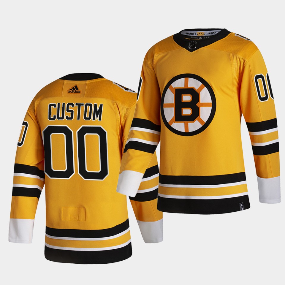Boston Bruins Custom 2021 Reverse Retro Gold Authentic Jersey Gold