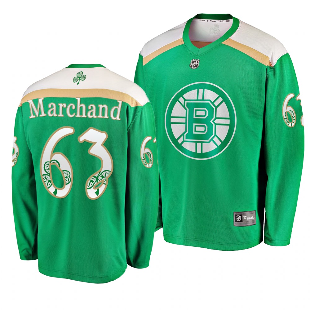 Bruins 63 Brad Marchand Green 2019 St. Patrick's Day Adidas Jersey