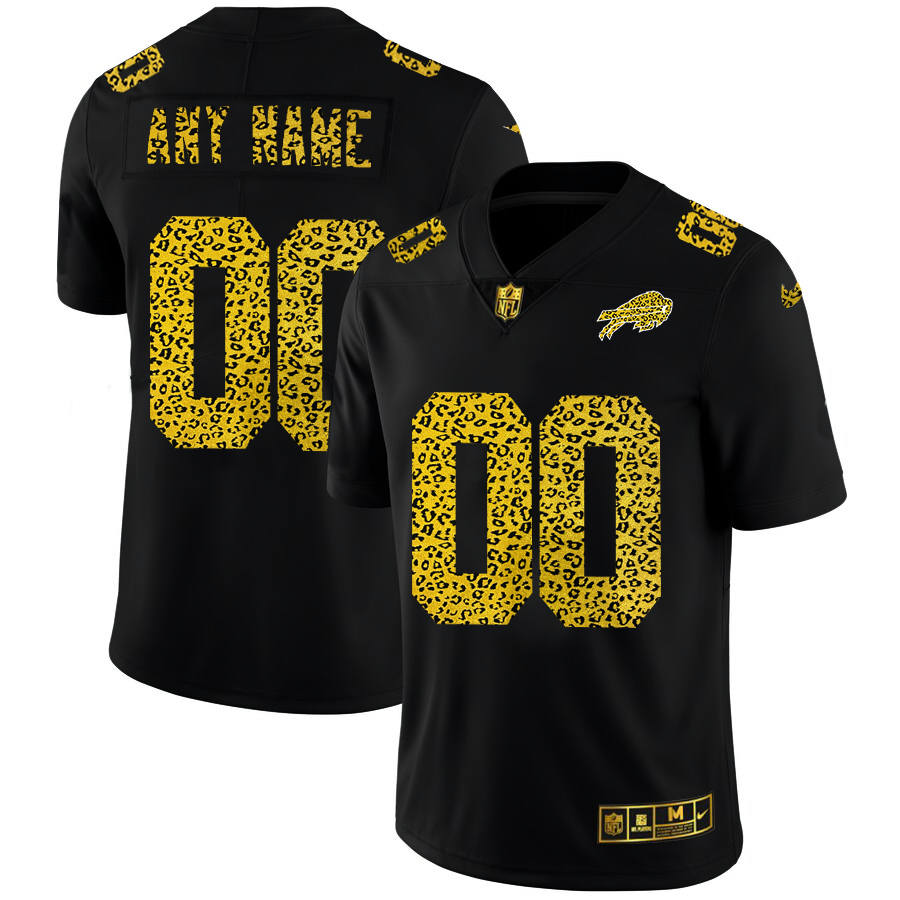 Buffalo Bills Custom Men's Nike Leopard Print Fashion Vapor Limited NFL Jersey Black