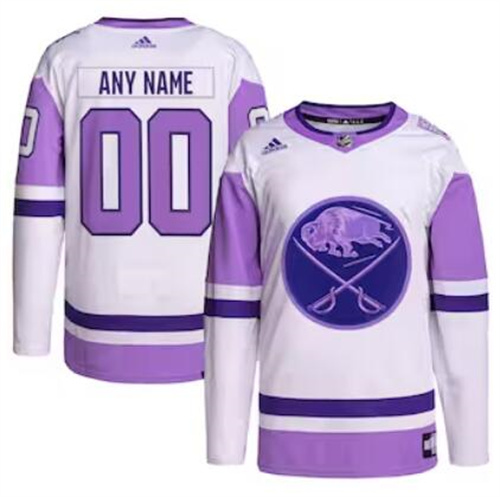 Buffalo Sabres adidas Hockey Fights Cancer Primegreen Men/Women/Youth Unisex Authentic Custom White-Purple Jersey