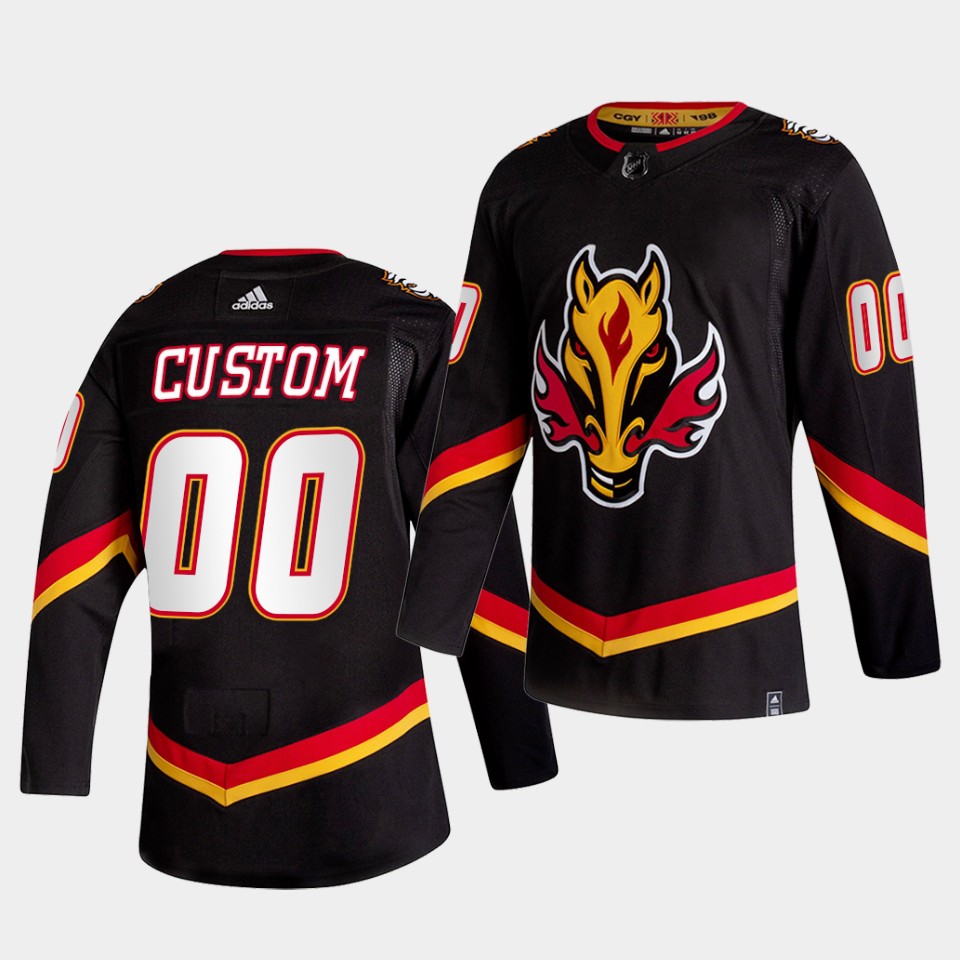 Calgary Flames Custom 2021 Reverse Retro Black Special Edition Authentic Jersey