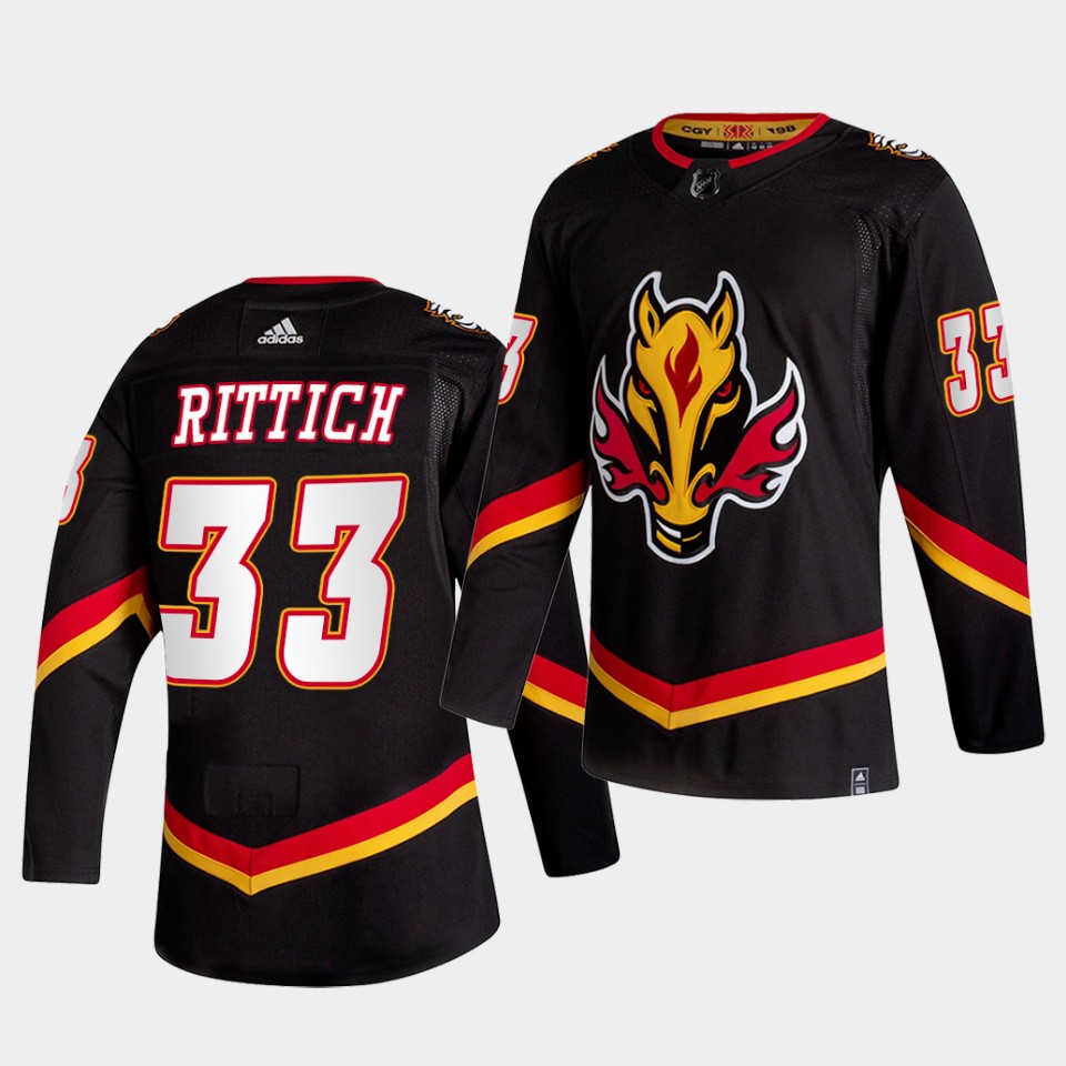 Calgary Flames David Rittich 2021 Reverse Retro Black Special Edition Authentic Jersey