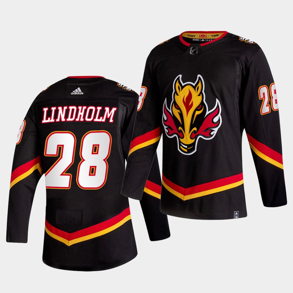 Calgary Flames Elias Lindholm 2021 Reverse Retro Black Special Edition Authentic Jersey