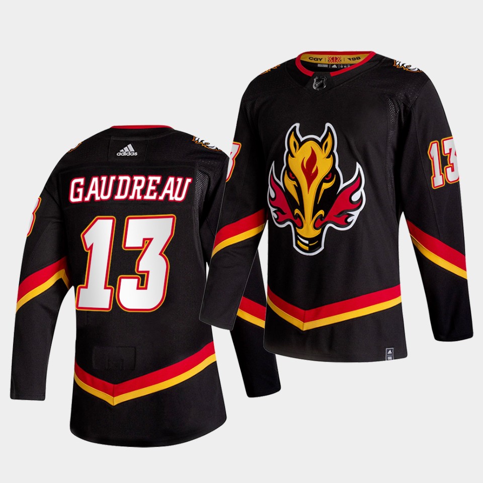 Calgary Flames Johnny Gaudreau 2021 Reverse Retro Black Special Edition Authentic Jersey
