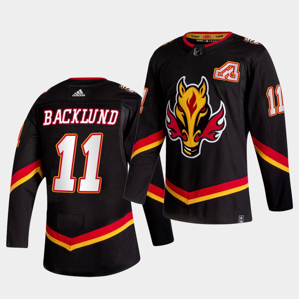 Calgary Flames Mikael Backlund 2021 Reverse Retro Black Special Edition Authentic Jersey