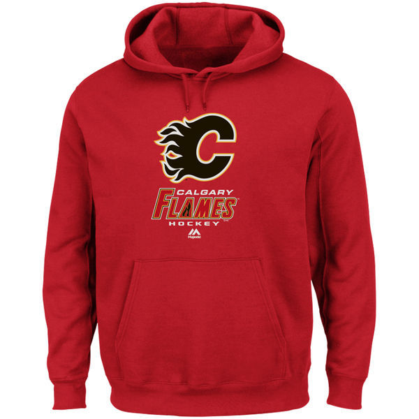 Calgary Flames Red Team Logo Men's Pullover Hoodie