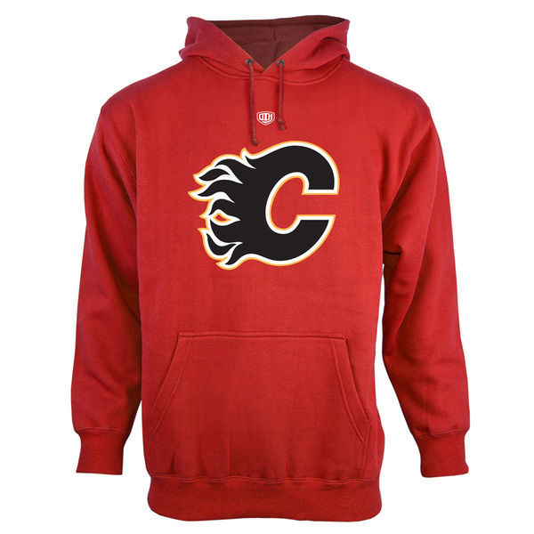 Calgary Flames Red Team Logo Men's Pullover Hoodie02