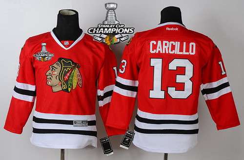 Chicago Blackhawks #13 Daniel Carcillo Red Kids Jersey W/2015 Stanley Cup Champion Patch