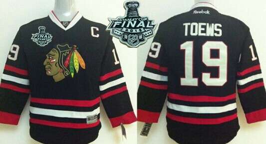 Youth Chicago Blackhawks #19 Janathan Toews 2015 Stanley Cup Black Jersey