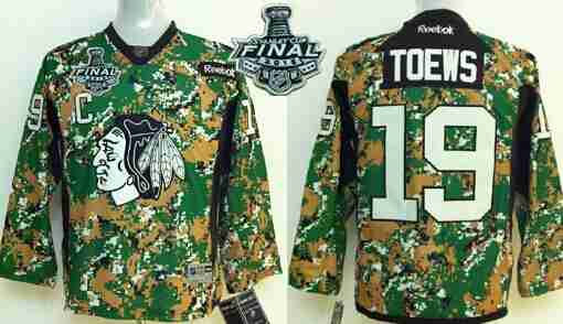 Youth Chicago Blackhawks #19 Jonathan Toews 2015 Stanley Cup 2014 Camo Jersey