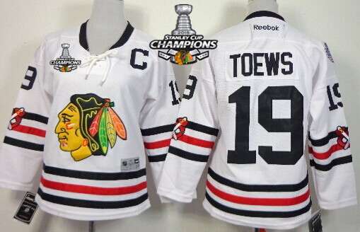Chicago Blackhawks #19 Jonathan Toews 2015 Winter Classic White Kids Jersey W/2015 Stanley Cup Champion Patch