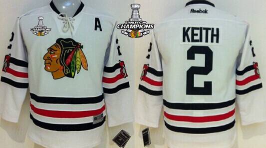 Chicago Blackhawks #2 Duncan Keith 2015 Winter Classic White Kids Jersey W/2015 Stanley Cup Champion Patch