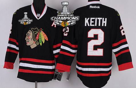 Chicago Blackhawks #2 Duncan Keith Black Kids Jersey W/2015 Stanley Cup Champion Patch