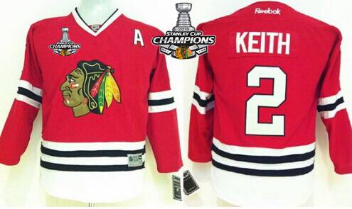 Chicago Blackhawks #2 Duncan Keith Red Kids Jersey W/2015 Stanley Cup Champion Patch