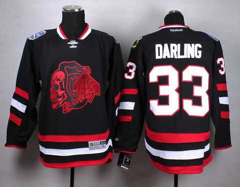 Chicago Blackhawks #33 Scott Darling 2014 Stadium Series Black With Red Skulls Jersey
